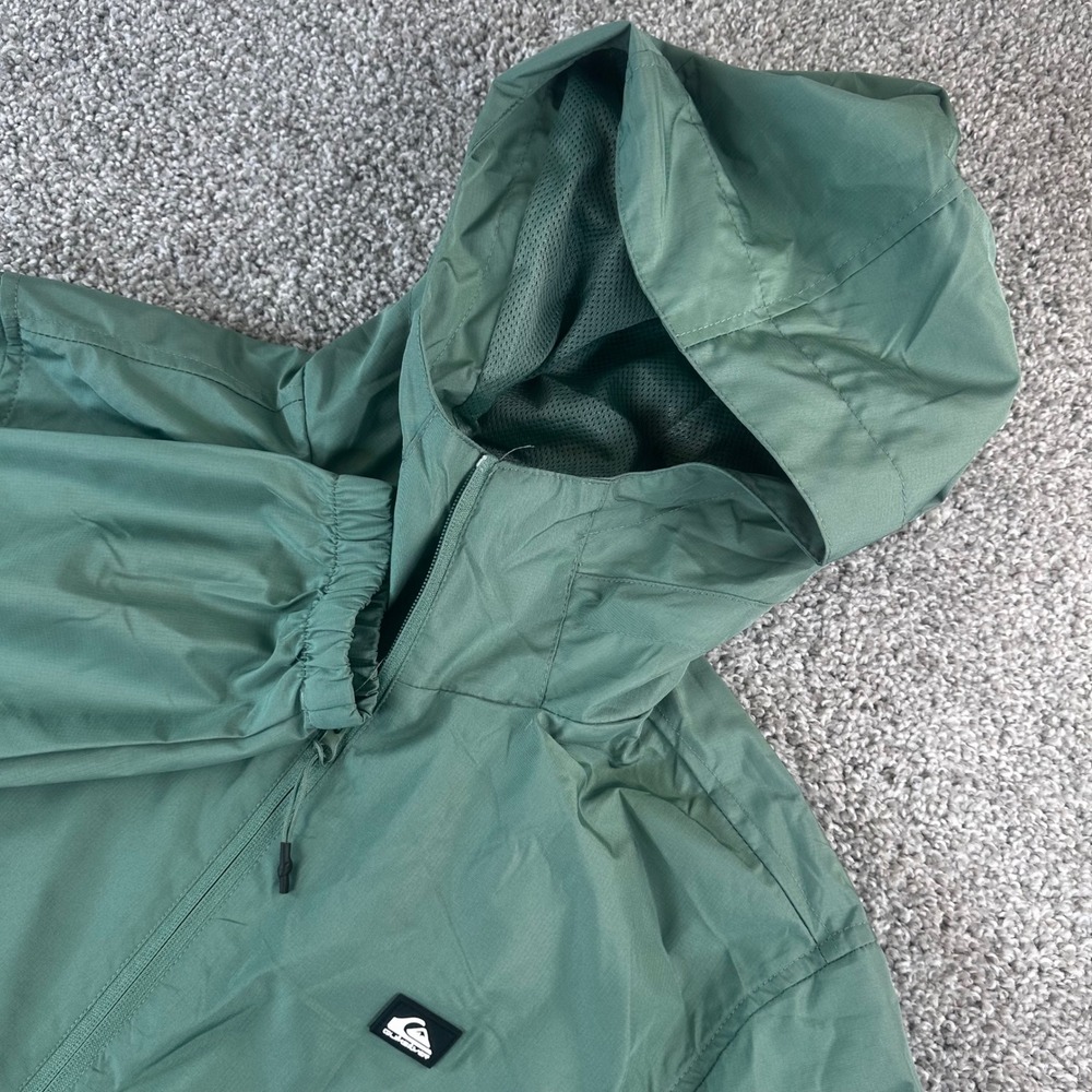 Quiksilver Windbreaker Men Medium Hedge Green DryFlight Hooded Jacket NWT